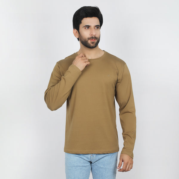 Eminent Men's Full Sleeves Round Neck T-Shirt - Dark Sandy