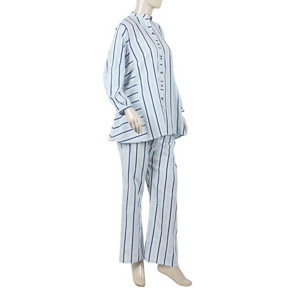 Women's Stripe Western Co-Ord Set - Blue