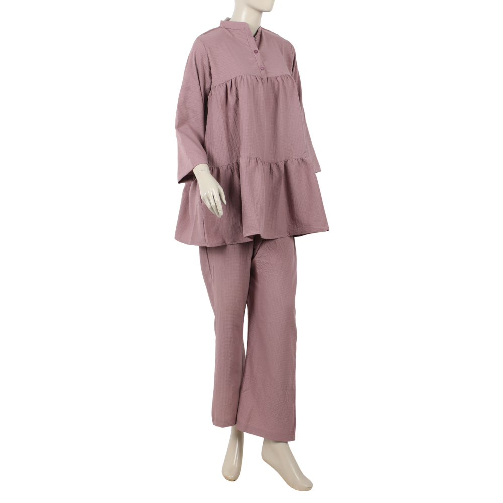 Women's Front Buttom Western Co-Ord Set - Purple, Women Co-Ord Set, Chase Value, Chase Value