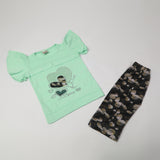 Girls Tight Half Sleeves Suit - Sea Green, Girls Suits, Chase Value, Chase Value