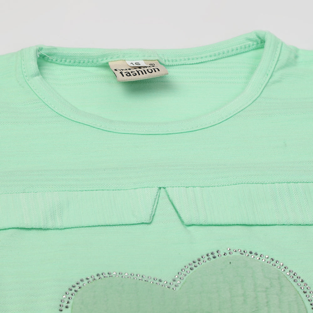 Girls Tight Half Sleeves Suit - Sea Green, Girls Suits, Chase Value, Chase Value