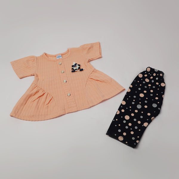 Girls Half Sleeves Suits - Peach