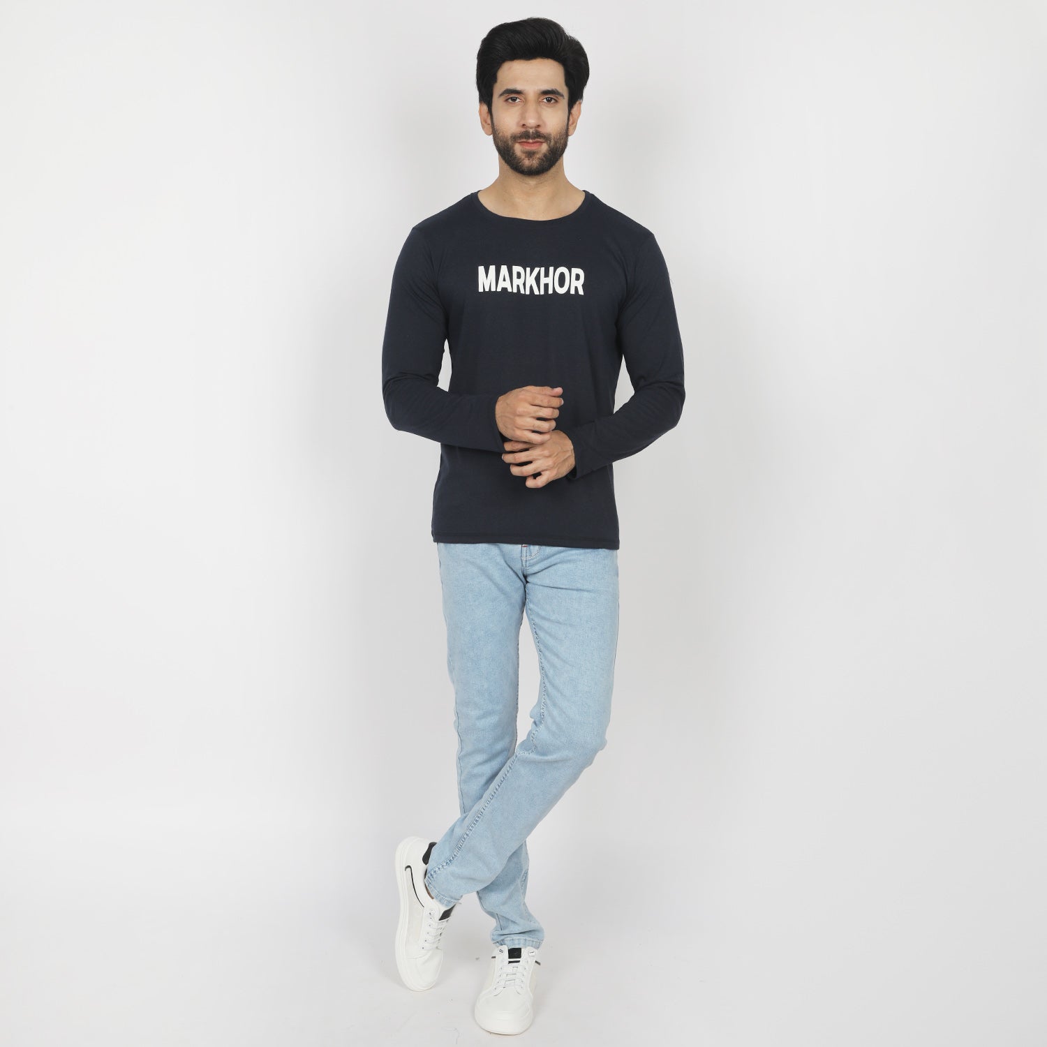 Valuable Men's Full Sleeves T-Shirt - Navy Blue, Men's T-Shirts & Polos, Chase Value, Chase Value