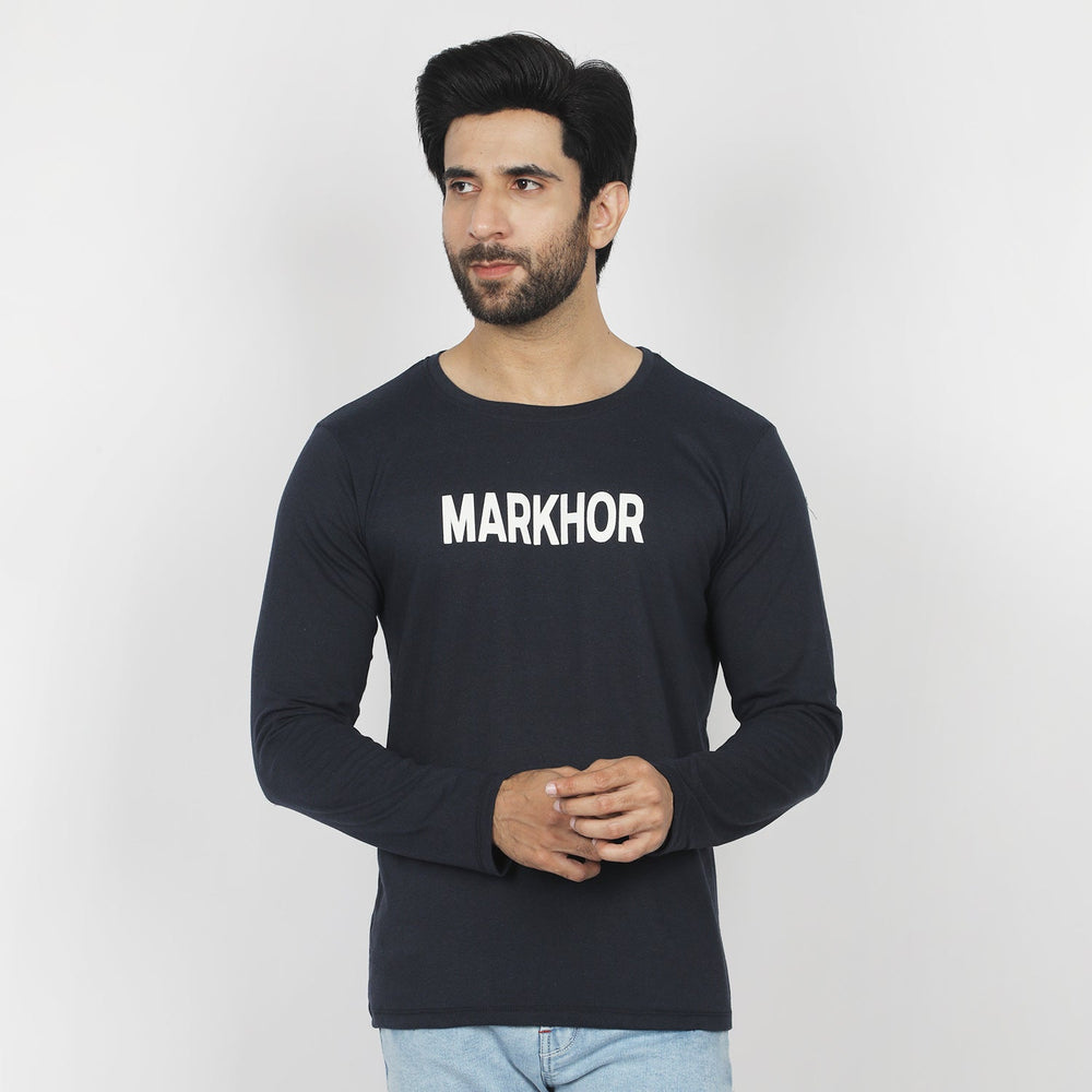 Valuable Men's Full Sleeves T-Shirt - Navy Blue, Men's T-Shirts & Polos, Chase Value, Chase Value