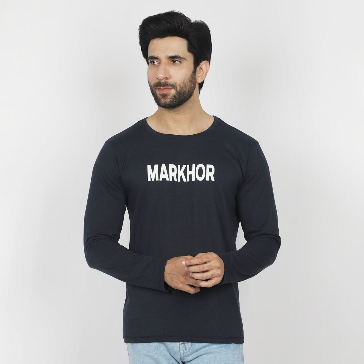 Valuable Men's Full Sleeves T-Shirt - Navy Blue, Men's T-Shirts & Polos, Chase Value, Chase Value
