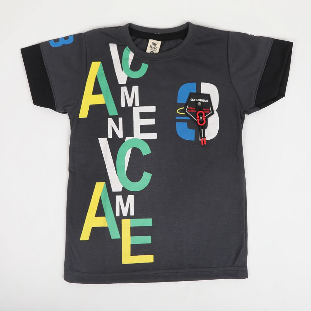 Boys Half Sleeves T-Shirt - Grey, Boys T-Shirts, Chase Value, Chase Value