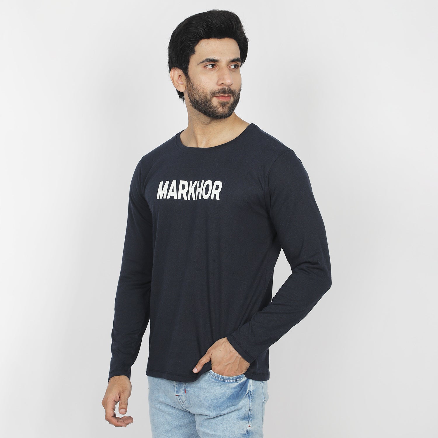 Valuable Men's Full Sleeves T-Shirt - Navy Blue, Men's T-Shirts & Polos, Chase Value, Chase Value