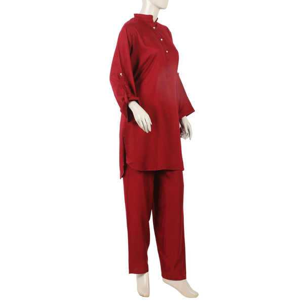 Women's Dyed Co-Ord Set - Maroon