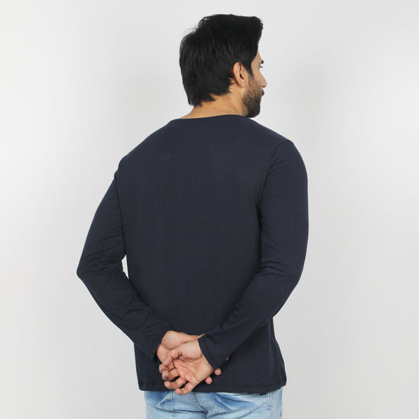 Men's Full Sleeves T-Shirt - Navy Blue