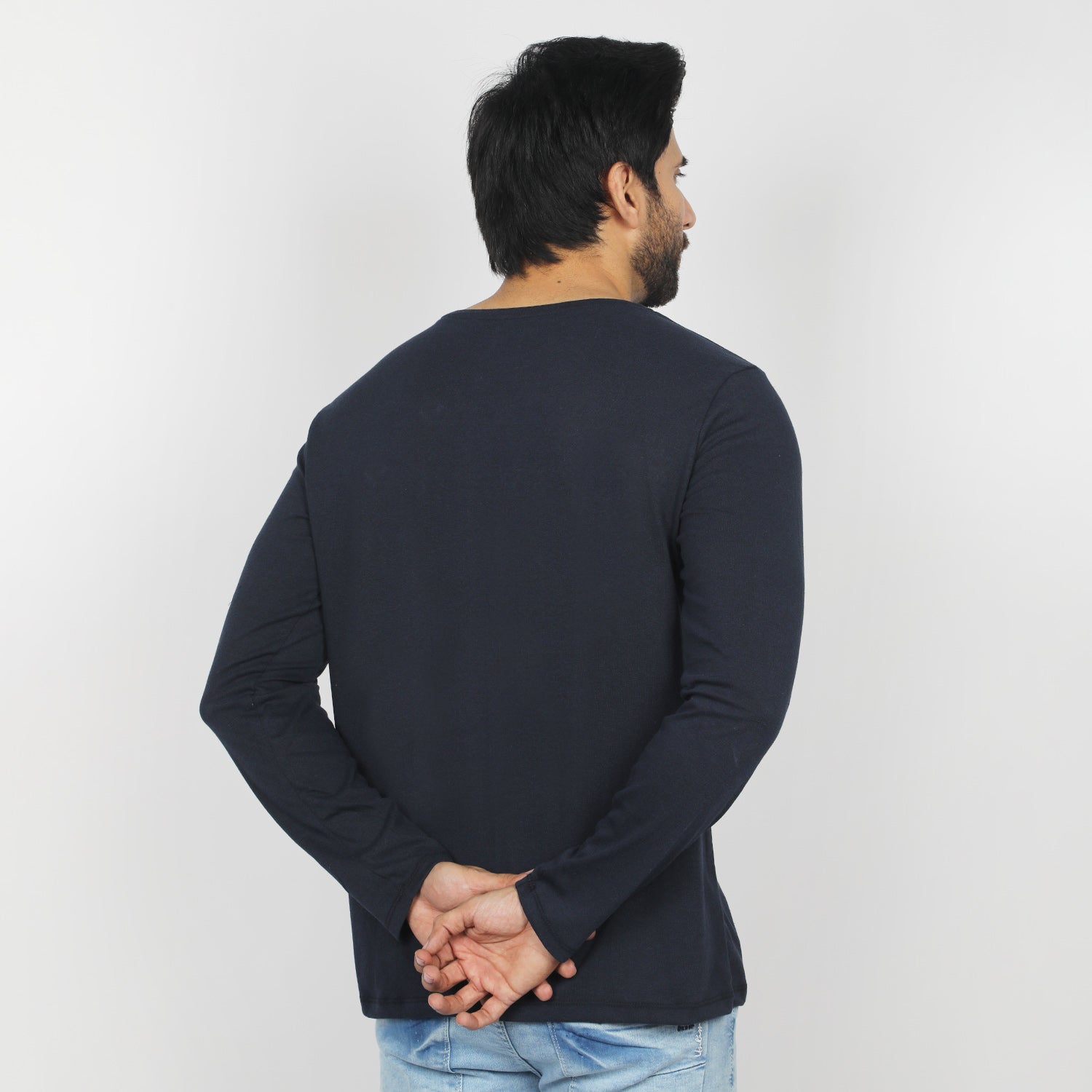 Valuable Men's Full Sleeves T-Shirt - Navy Blue, Men's T-Shirts & Polos, Chase Value, Chase Value