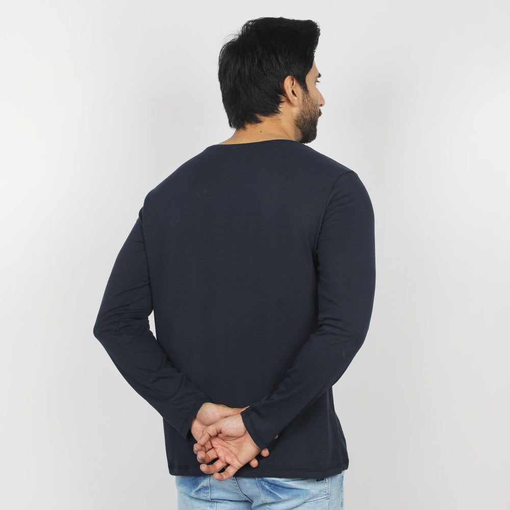 Valuable Men's Full Sleeves T-Shirt - Navy Blue, Men's T-Shirts & Polos, Chase Value, Chase Value