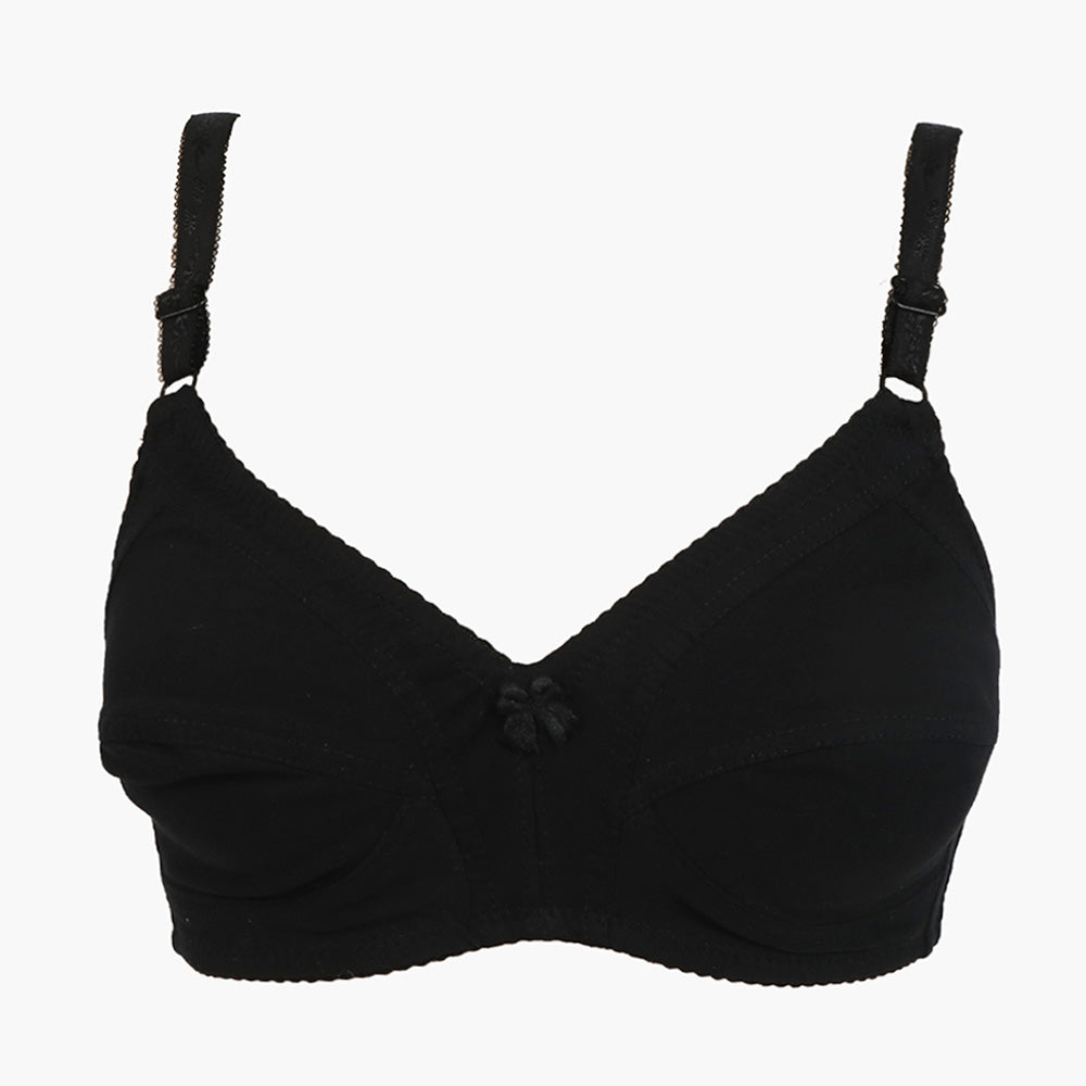 Women's Plain Cotton Bra - Black, Women Bras, Chase Value, Chase Value