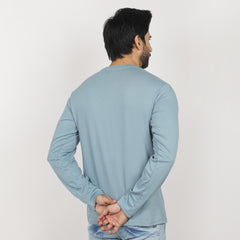 Men's Full Sleeves Printed T-Shirt - Light Grey