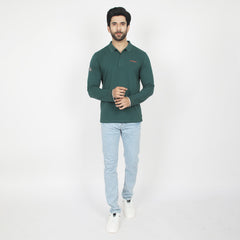 Eminent Men's Full Sleeves Polo T-Shirt - Dark Green