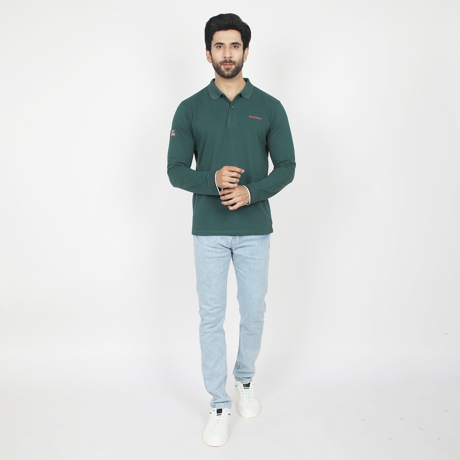 Eminent Men's Full Sleeves Polo T-Shirt - Dark Green, Men's T-Shirts & Polos, Eminent, Chase Value