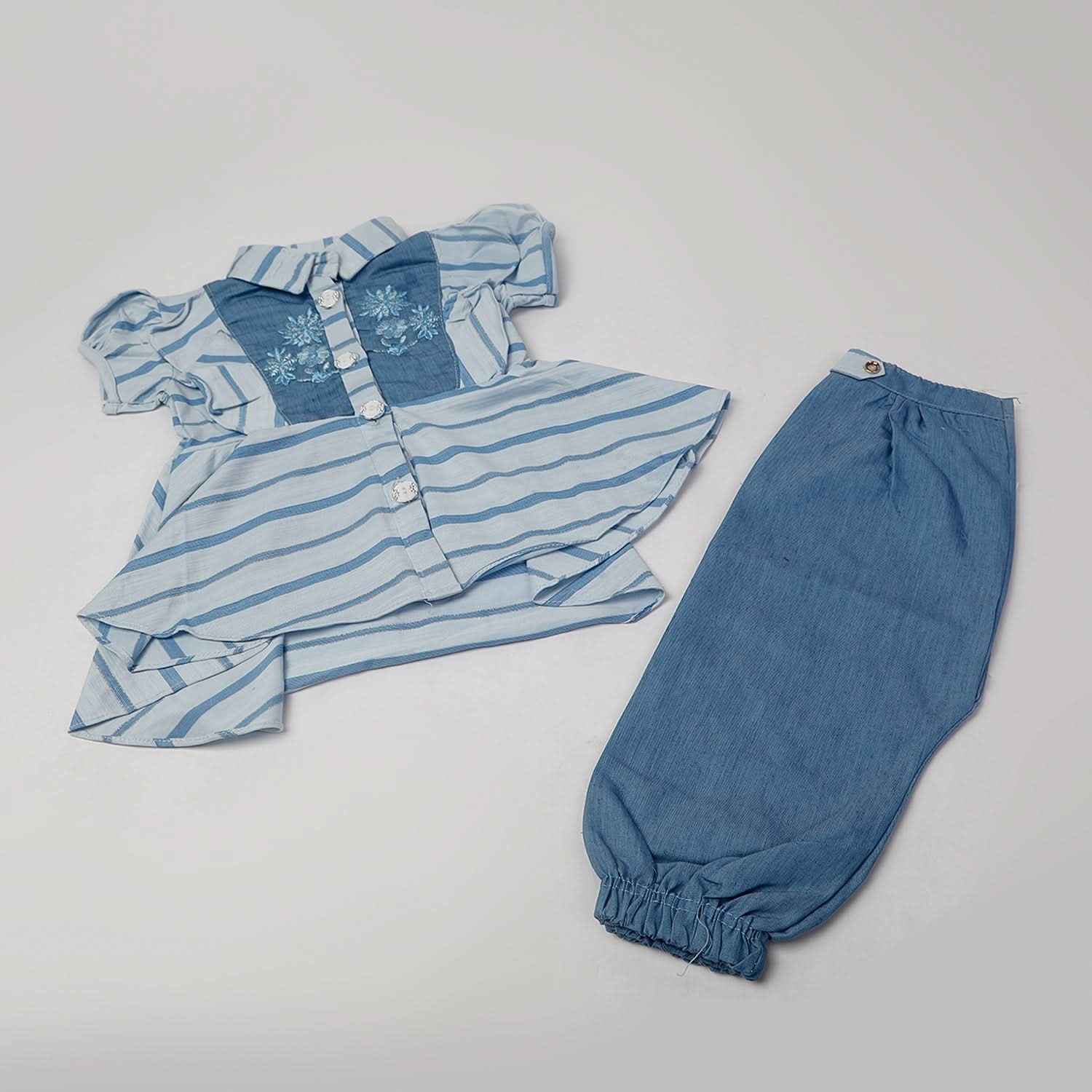 Girls Tight Half Sleeves Suit - Light Blue, Girls Suits, Chase Value, Chase Value