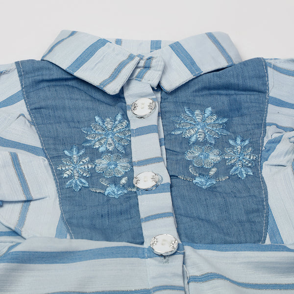Girls Tight Half Sleeves Suit - Light Blue