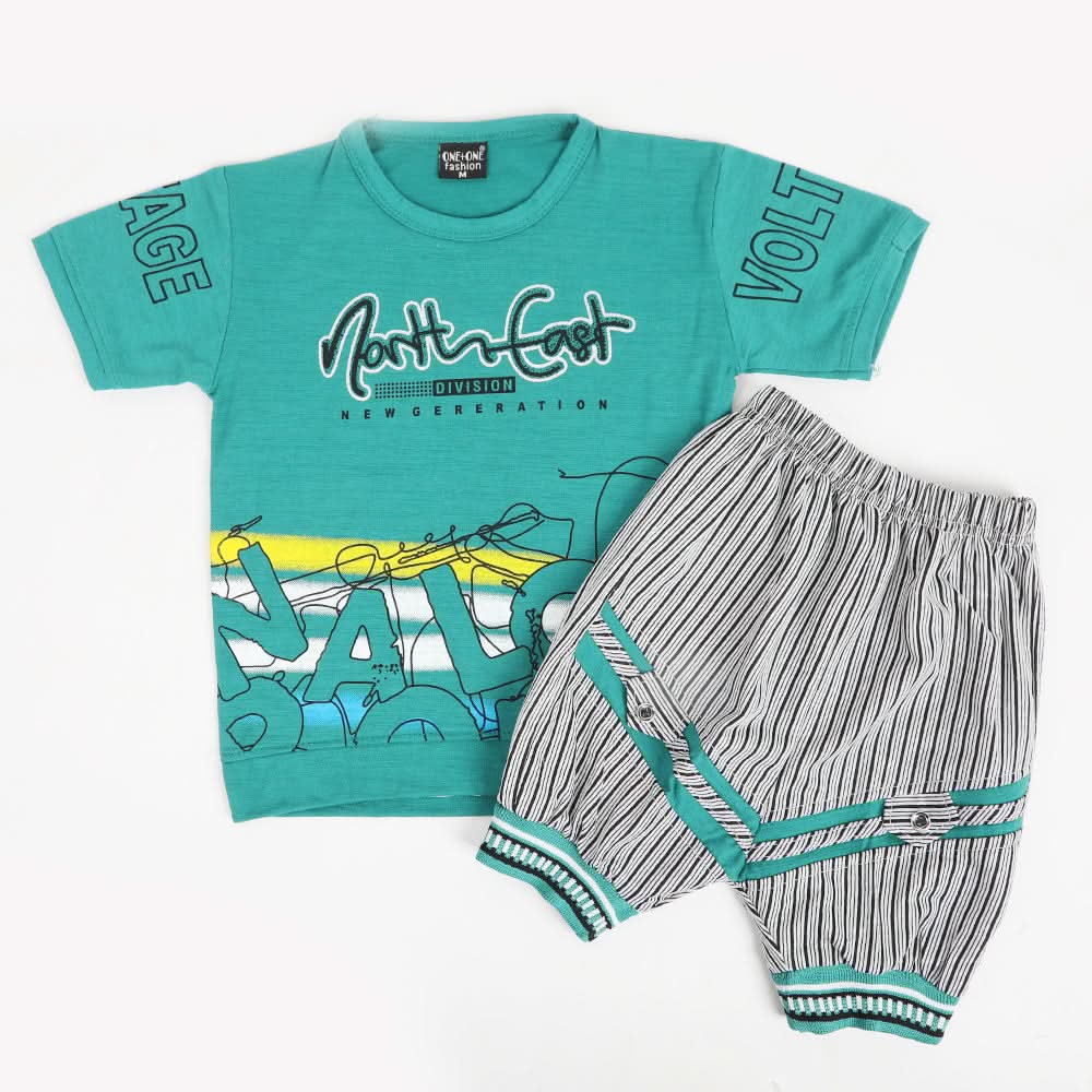 Boys Half Sleeves Suit - Green, Boys Sets & Suits, Chase Value, Chase Value