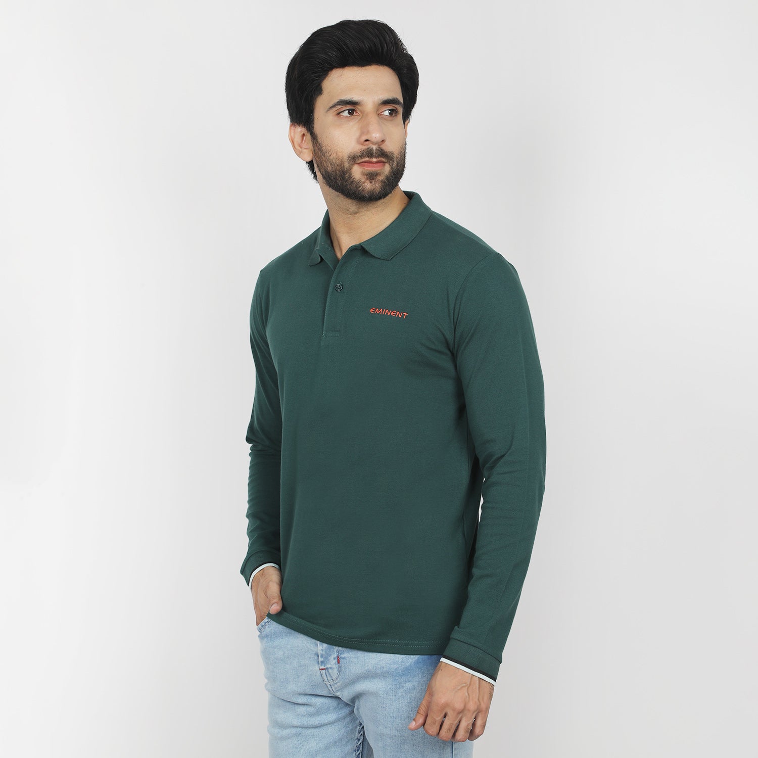 Eminent Men's Full Sleeves Polo T-Shirt - Dark Green, Men's T-Shirts & Polos, Eminent, Chase Value