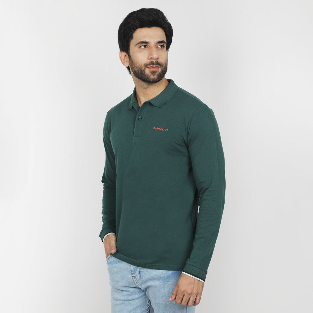 Eminent Men's Full Sleeves Polo T-Shirt - Dark Green, Men's T-Shirts & Polos, Eminent, Chase Value