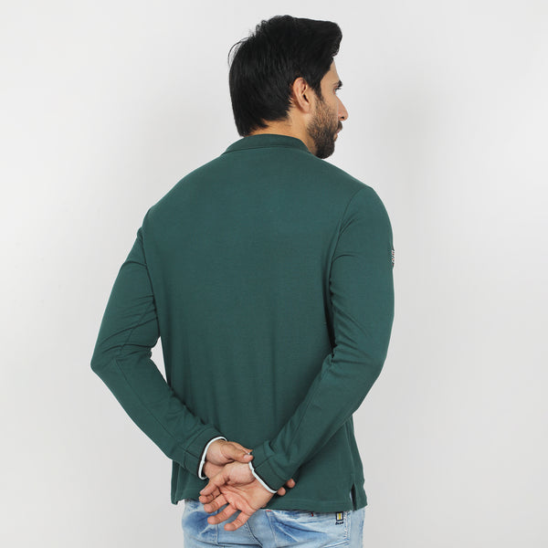 Eminent Men's Full Sleeves Polo T-Shirt - Dark Green