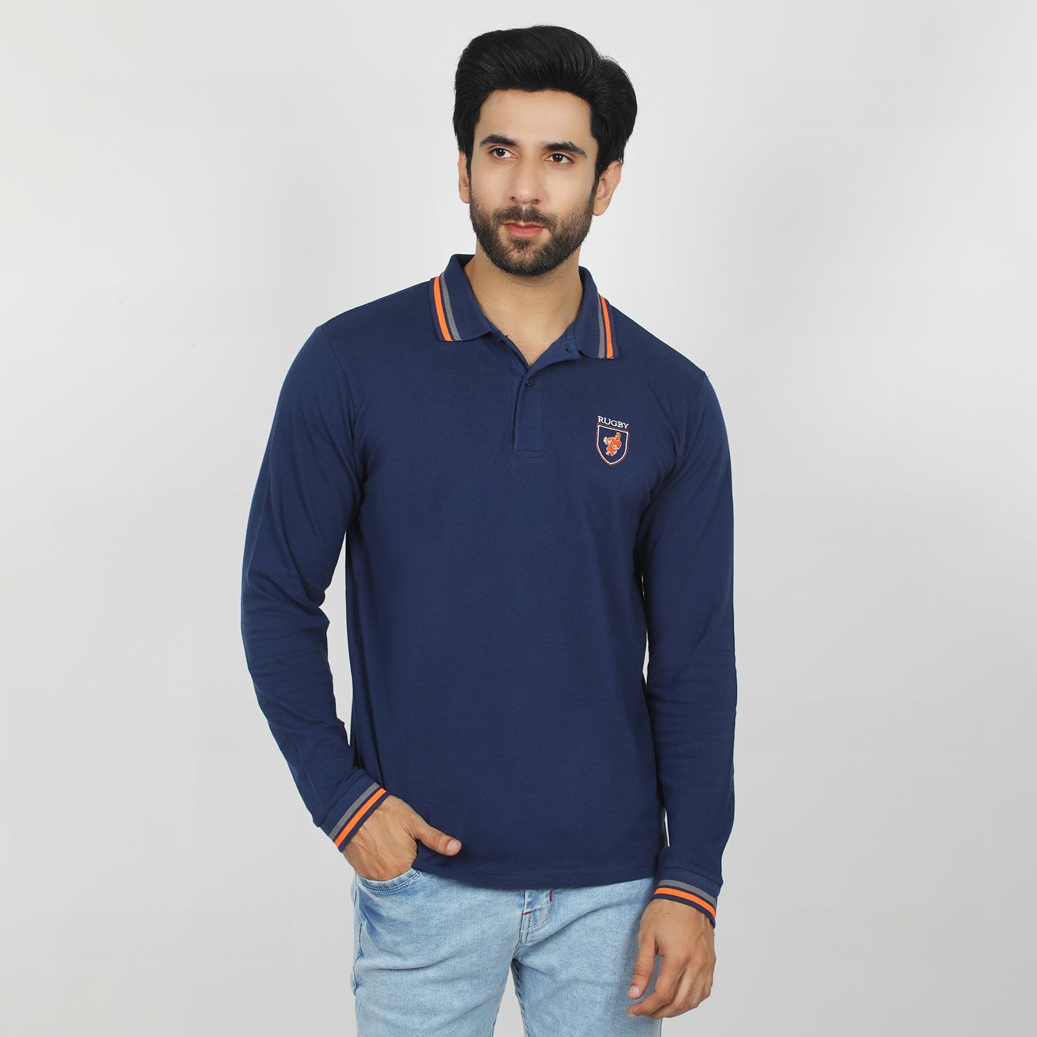 Eminent Men's Full Sleeves Polo T-Shirt - Navy Blue, Men's T-Shirts & Polos, Eminent, Chase Value