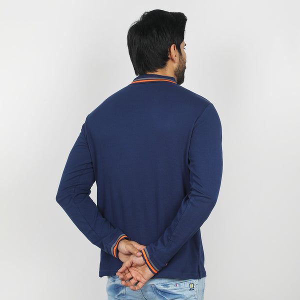 Eminent Men's Full Sleeves Polo T-Shirt - Navy Blue