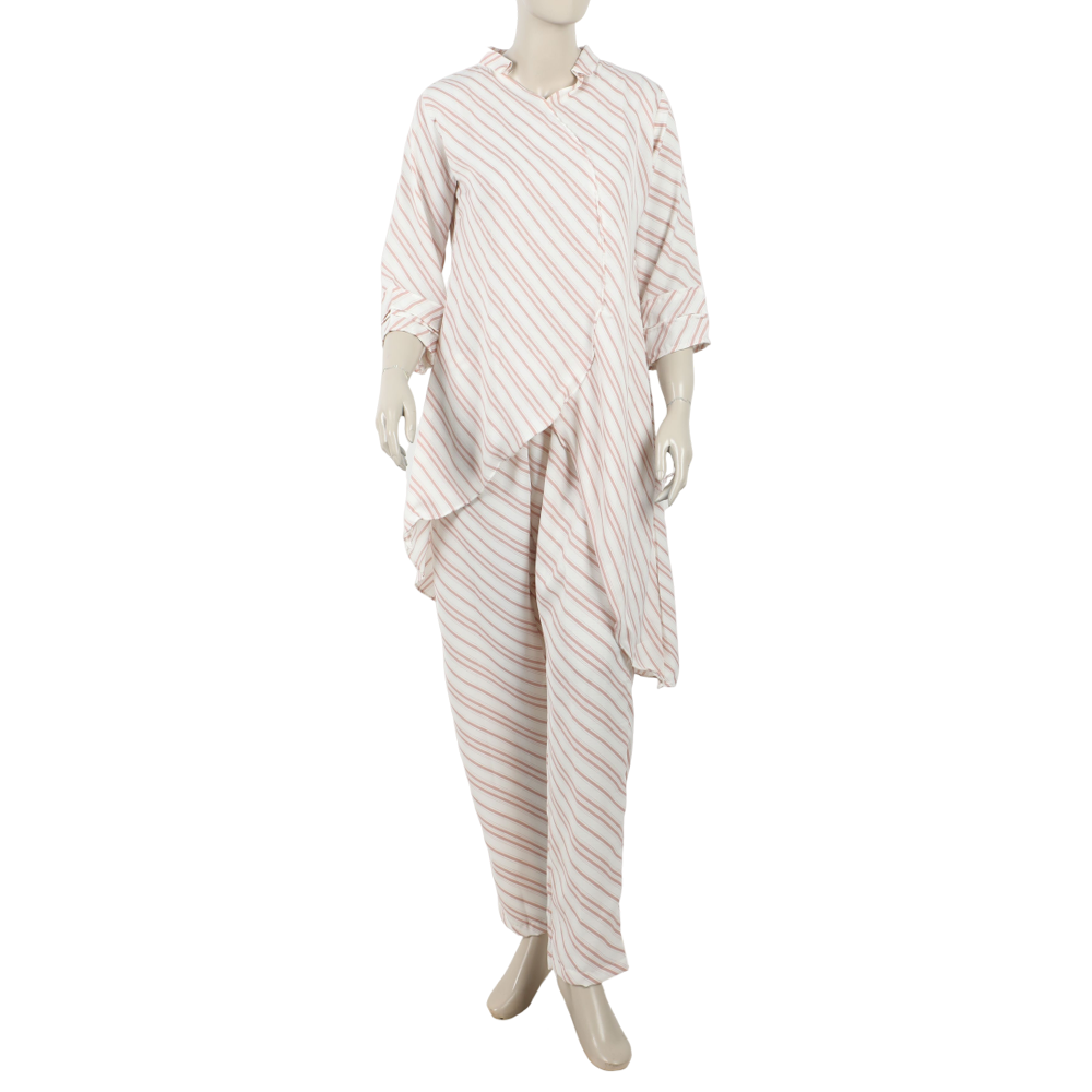 Women's Stripe Western Co-Ord Set - Pink, Women Co-Ord Set, Chase Value, Chase Value