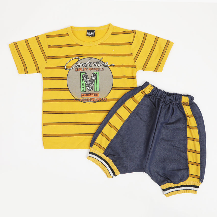 Boys Half Sleeves Suit - Mustard, Boys Sets & Suits, Chase Value, Chase Value