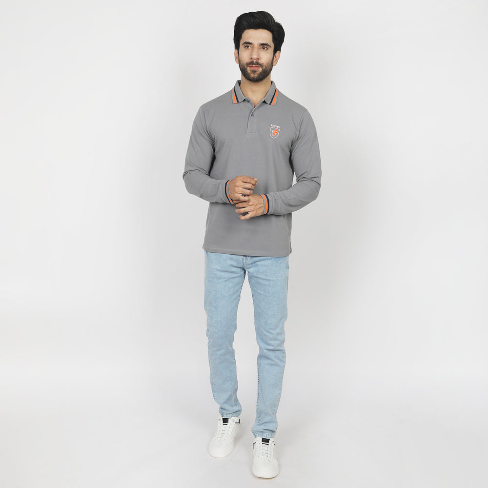 Eminent Men's Full Sleeves Polo T-Shirt - Ash Grey, Men's T-Shirts & Polos, Eminent, Chase Value