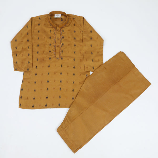 Boys Embroidered Shalwar Suit - Brown