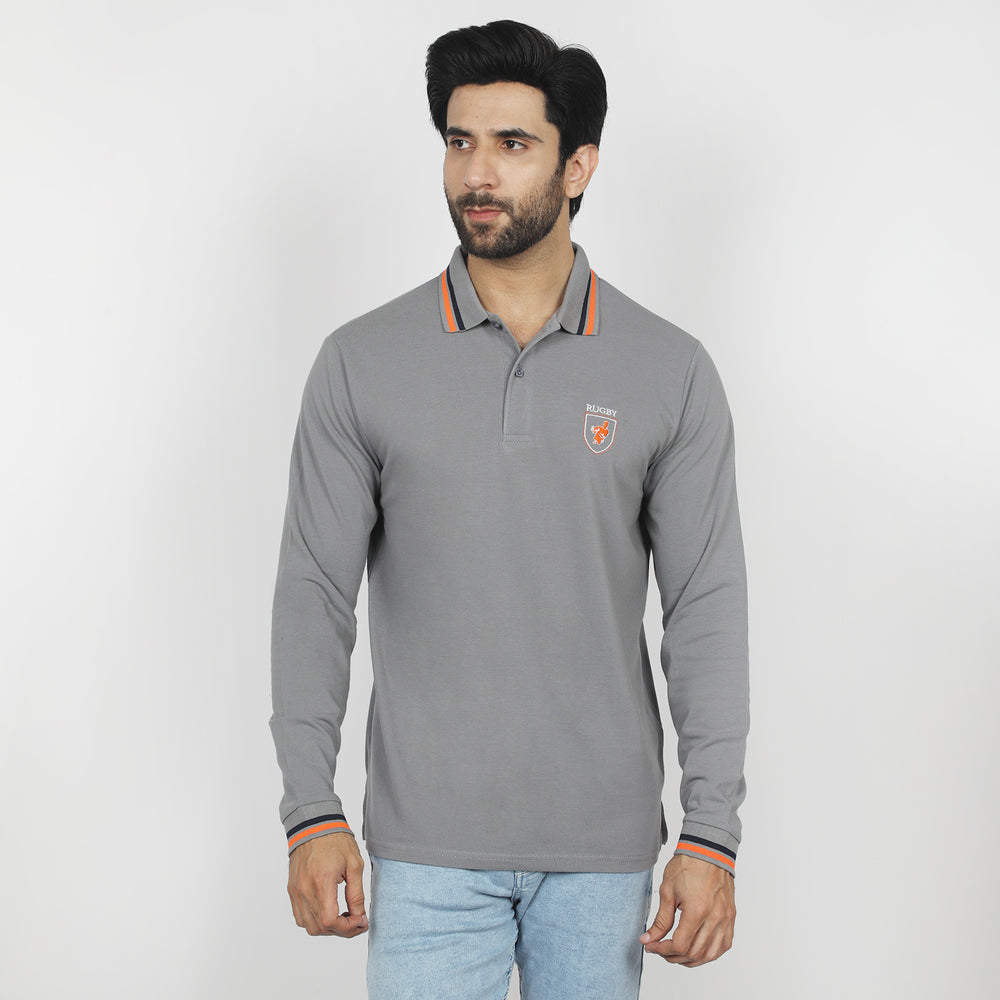 Eminent Men's Full Sleeves Polo T-Shirt - Ash Grey, Men's T-Shirts & Polos, Eminent, Chase Value
