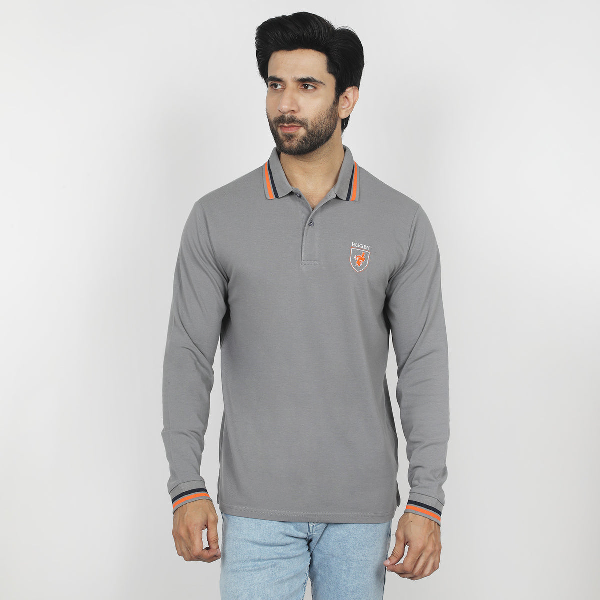Eminent Men's Full Sleeves Polo T-Shirt - Ash Grey, Men's T-Shirts & Polos, Eminent, Chase Value