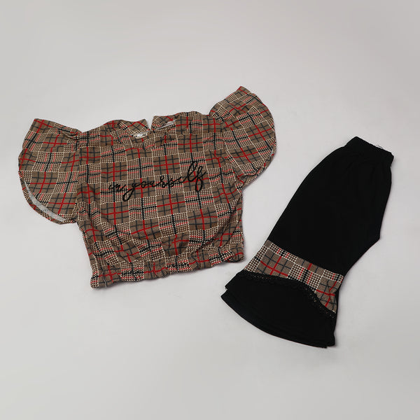 Girls Tight Half Sleeves Suit - Brown