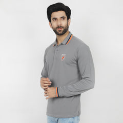 Eminent Men's Full Sleeves Polo T-Shirt - Ash Grey