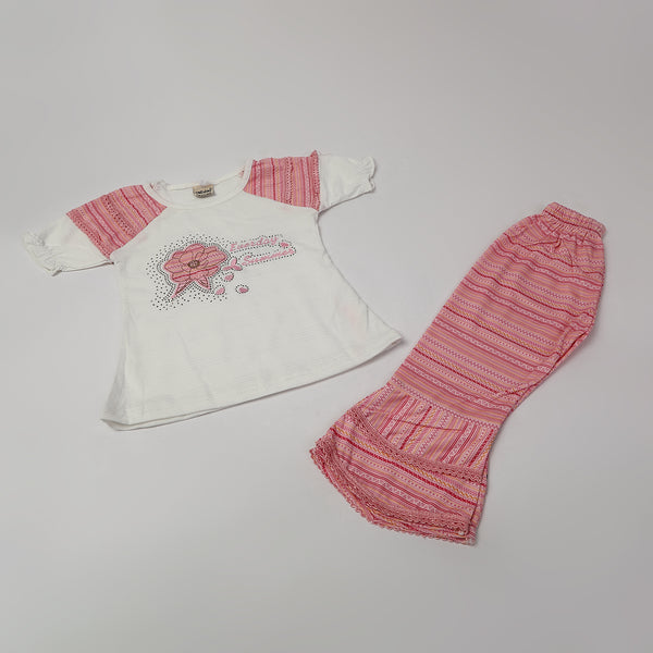Girls Tight Half Sleeves Suit - Pink