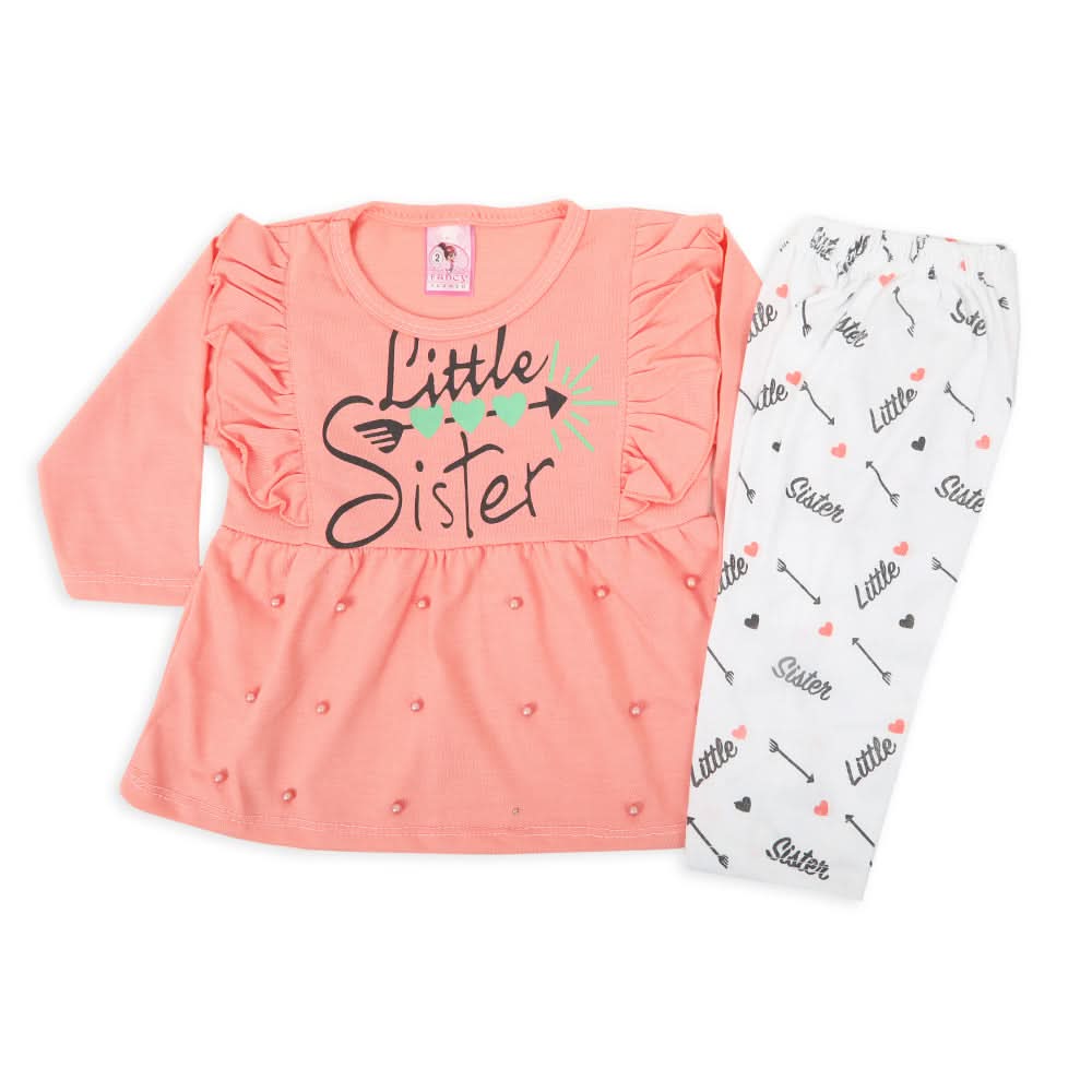 Newborn Girls Full Sleeves Suit - Peach, Newborn Girls Sets & Suits, Chase Value, Chase Value