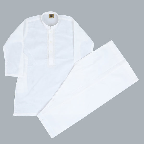 Boys Lawn Embroidered Shalwar Suit - Off White