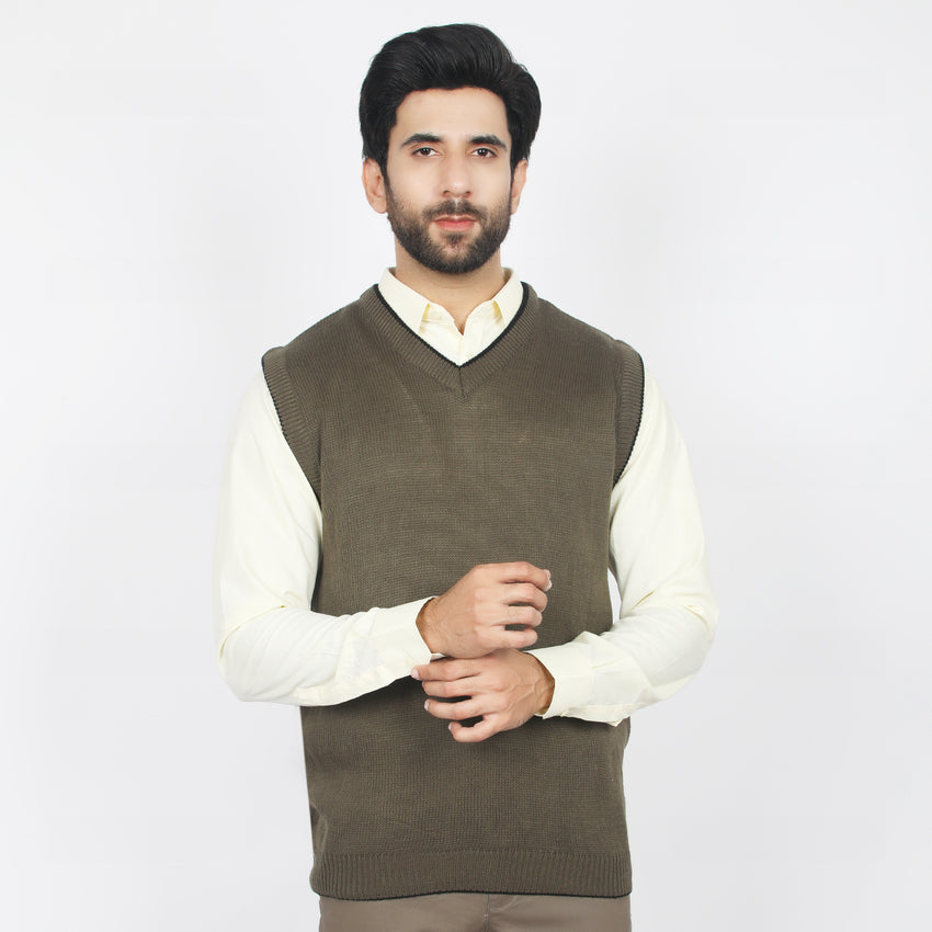 Men's Sleeveless Sweater - Olive