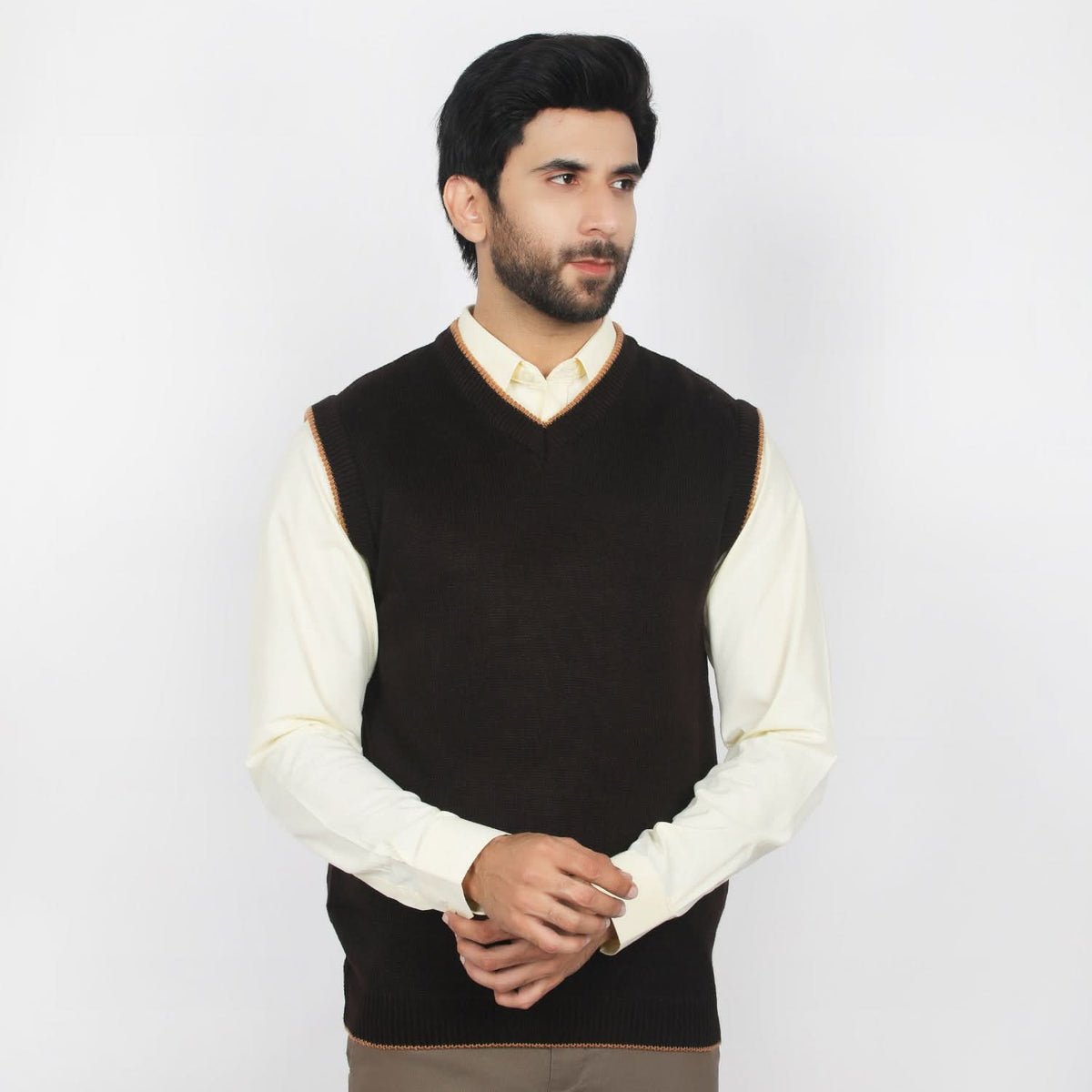 Men's Sleevesless Sweater - Brown, Men's Sweater & Sweat Shirts, Chase Value, Chase Value