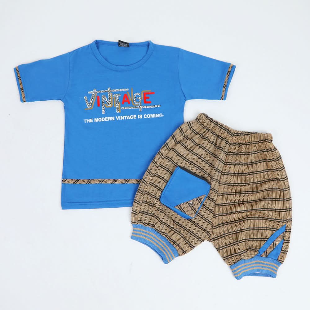 Boys Half Sleeves Short Suit - Blue, Boys Sets & Suits, Chase Value, Chase Value