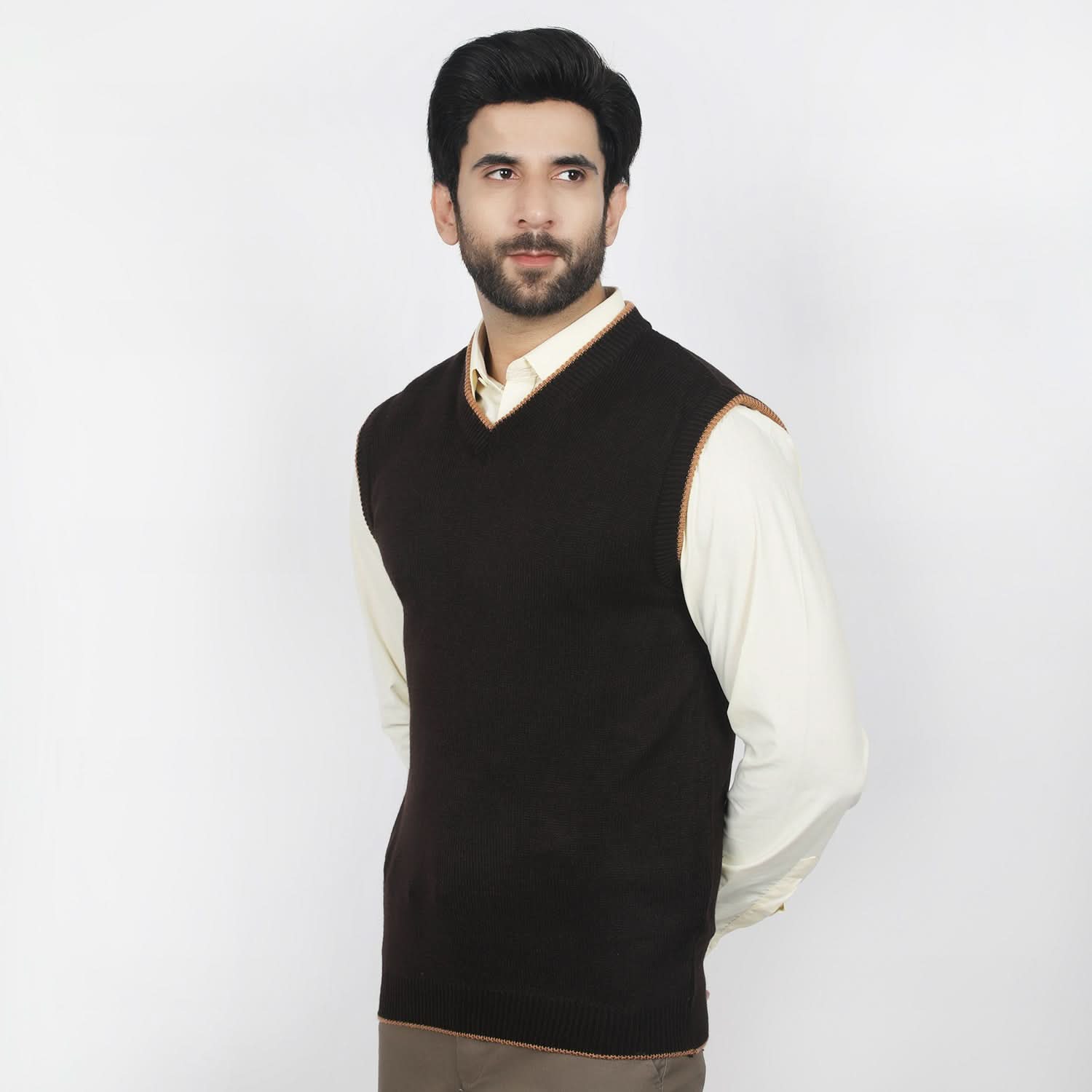 Men's Sleevesless Sweater - Brown, Men's Sweater & Sweat Shirts, Chase Value, Chase Value