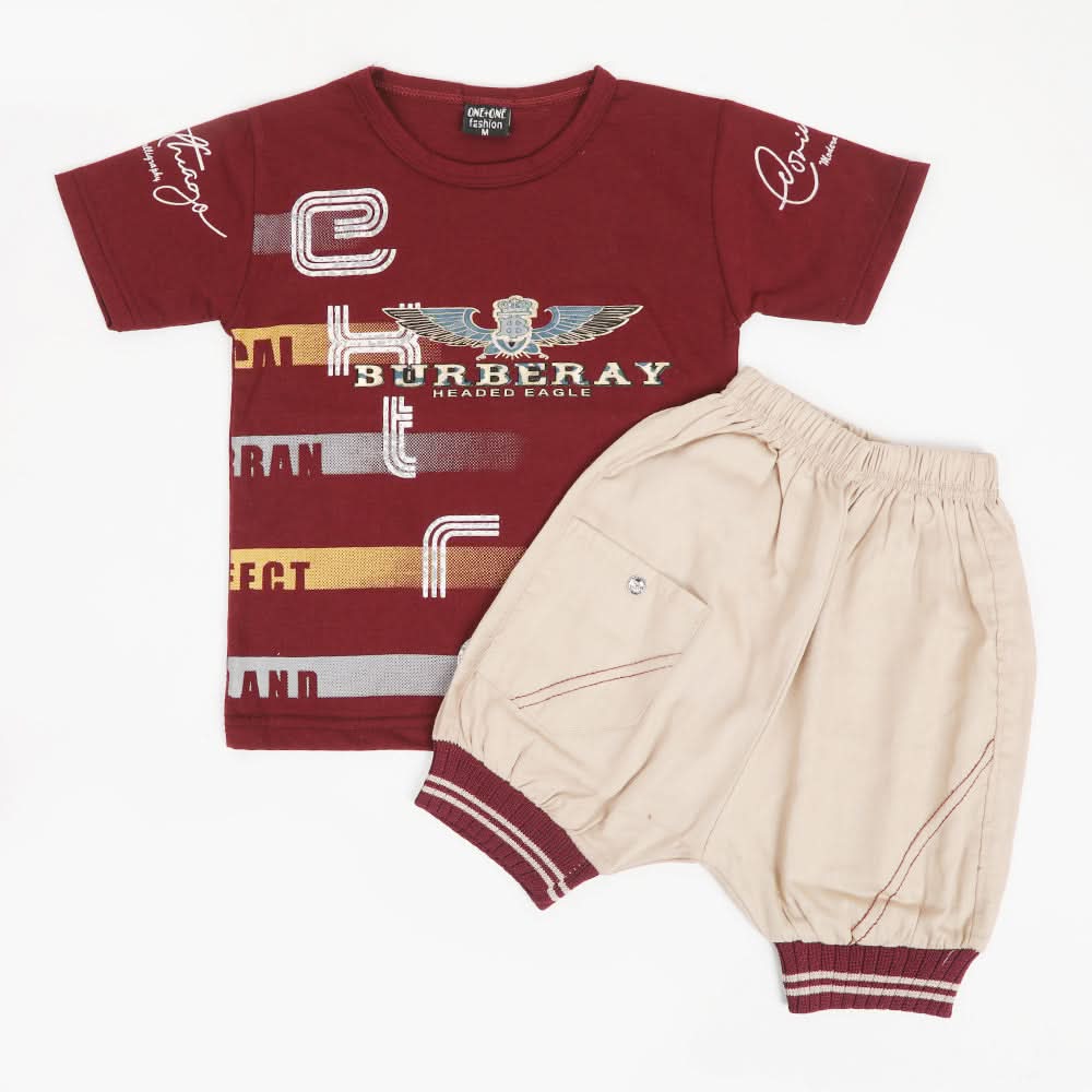 Boys Half Sleeves Suit - Maroon, Boys Sets & Suits, Chase Value, Chase Value