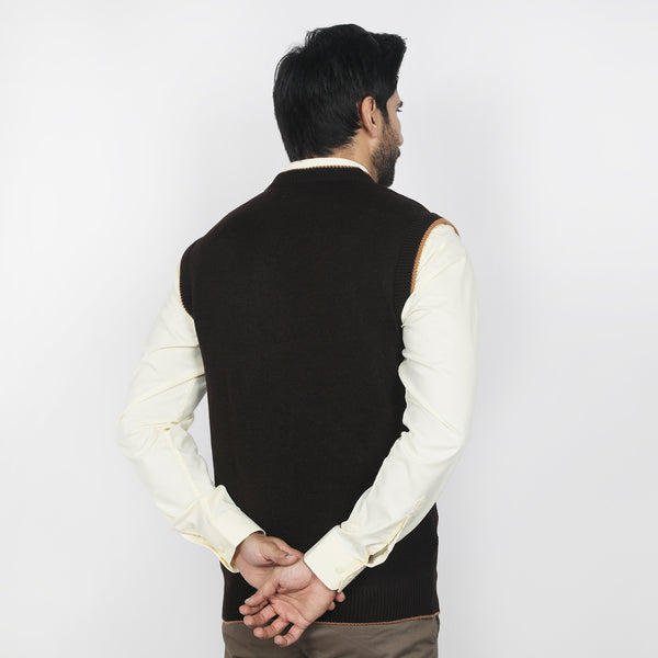 Men's Sleevesless Sweater - Brown