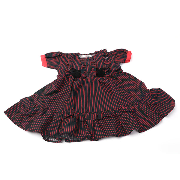 Eminent Girls Frock Stripe - Black