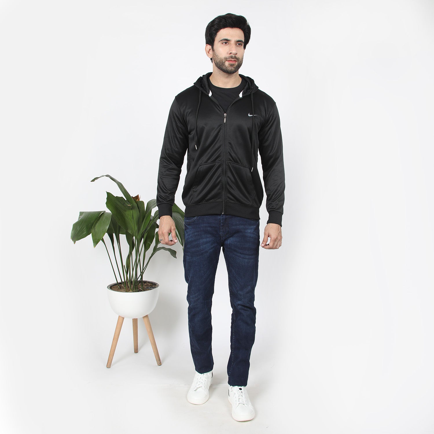 Men's Full Sleeves Zipper Hoodie - Black, Men's Jackets & Hoodies, Chase Value, Chase Value