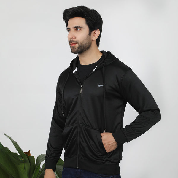 Men's Full Sleeves Zipper Hoodie - Black