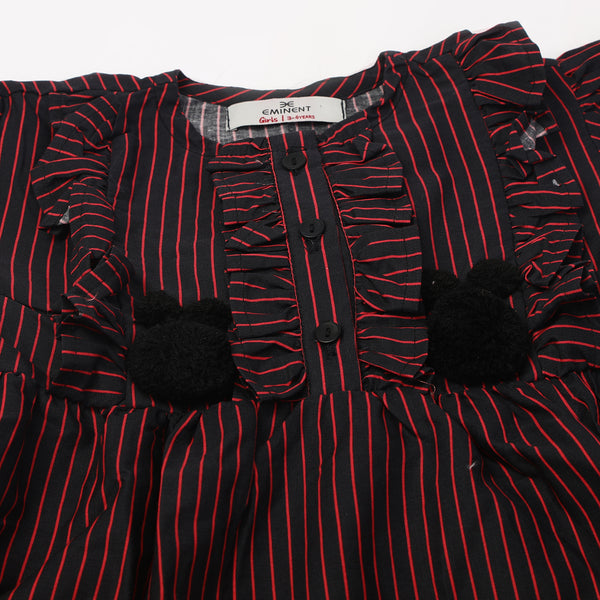 Eminent Girls Frock Stripe - Black