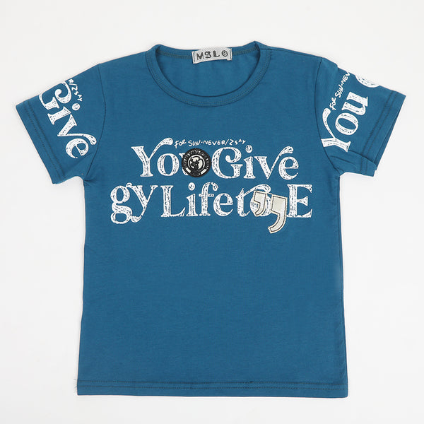 Boys Half Sleeves T-Shirt - Steel Green, Boys T-Shirts, Chase Value, Chase Value