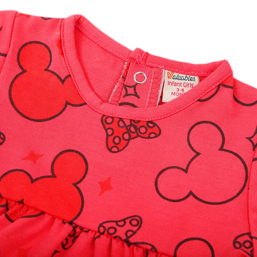 Newborn Girls Full Sleeves Frock - Pink, Newborn Girls Frocks, Chase Value, Chase Value
